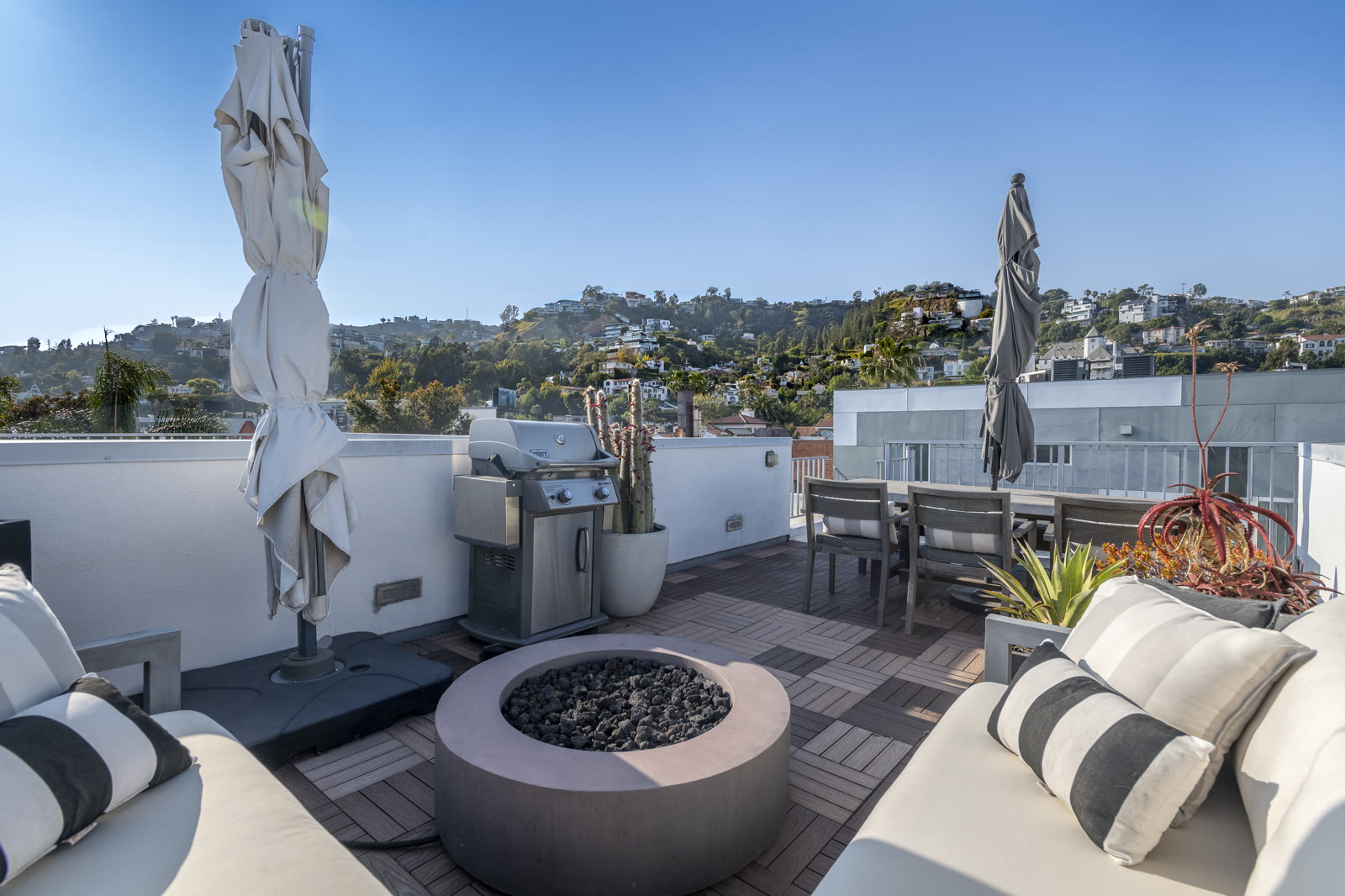 Rooftop terrace with Hollywood Hills backdrop